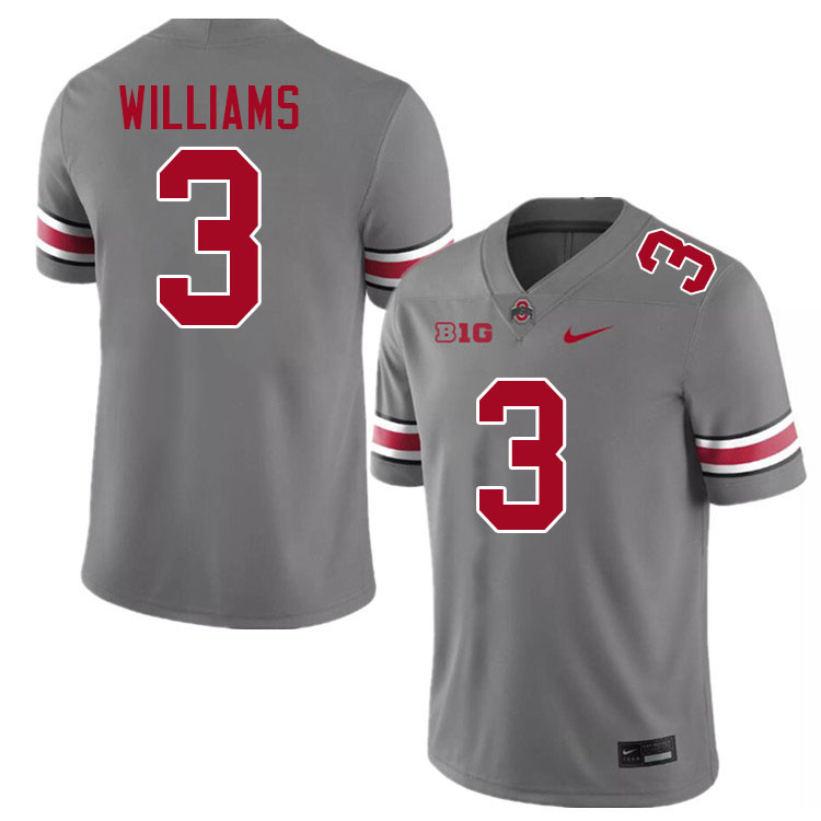 #3 Miyan Williams Ohio State Buckeyes Jerseys Football Stitched-Grey